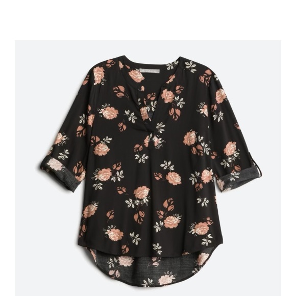 Daniel Rainn Tops - Daniel Rainn Koda Split Neck black and peach floral Top - petite medium